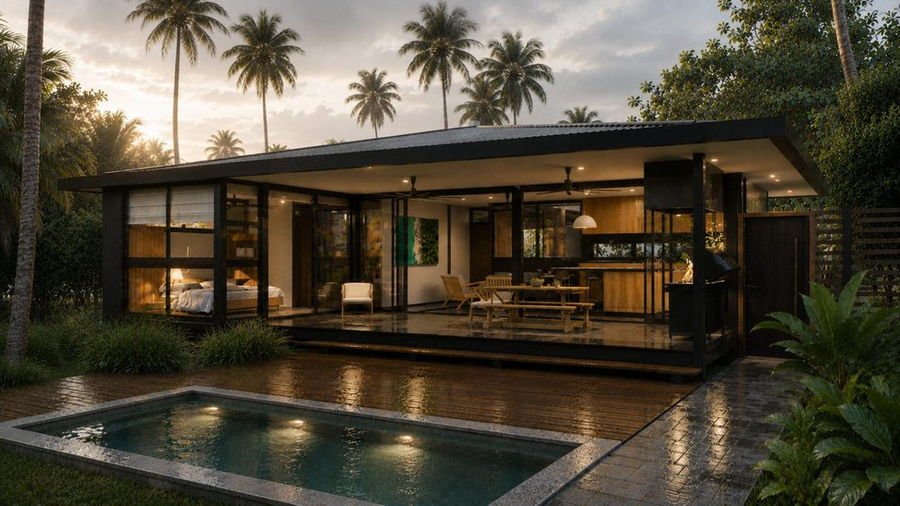 Vivienda de referencia para San Carlos: casa de una planta con terraza y piscina en entorno tropical